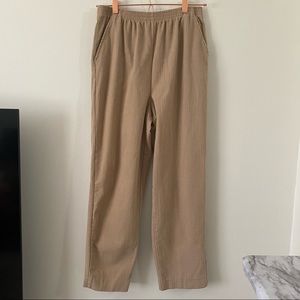 Blair Textured Neutral Cream Beige Relaxed Fit Stretch Waist Pants 14